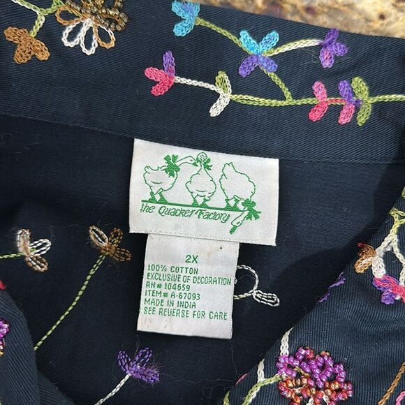 The Quacker Factory Vintage Beaded Embroidered Butterfly Floral Jacket Size 2X - Picture 5 of 8